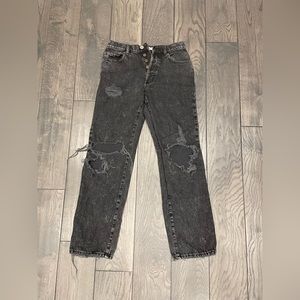 Black Ripped Straight Leg Jeans